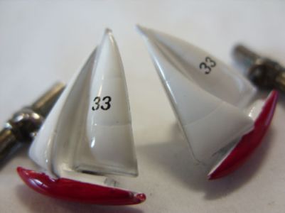 Yacht Cufflinks, Red hull, 33, Number 33, Sail number 33